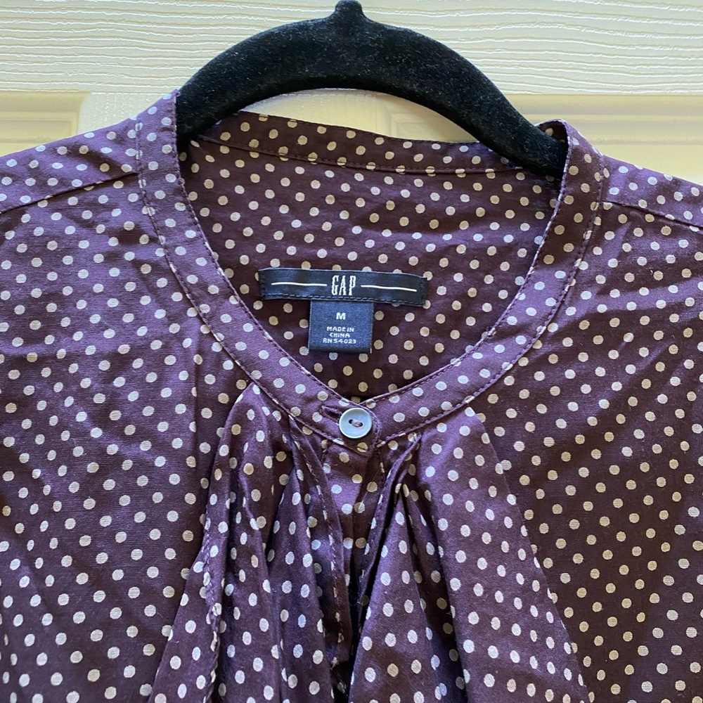 GAP Plum Blouse with White Dots